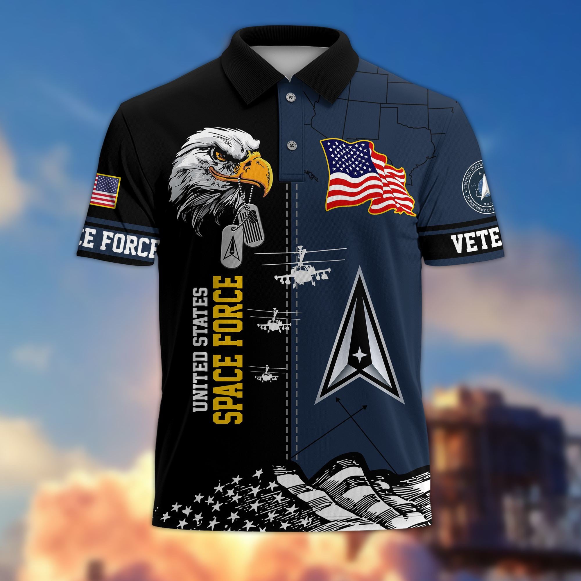 Premium US Veterans Polo Shirt, Gifts For US Veterans, Gifts On Father's Day, Armed Forces Day, Independence Day, Veterans Day.