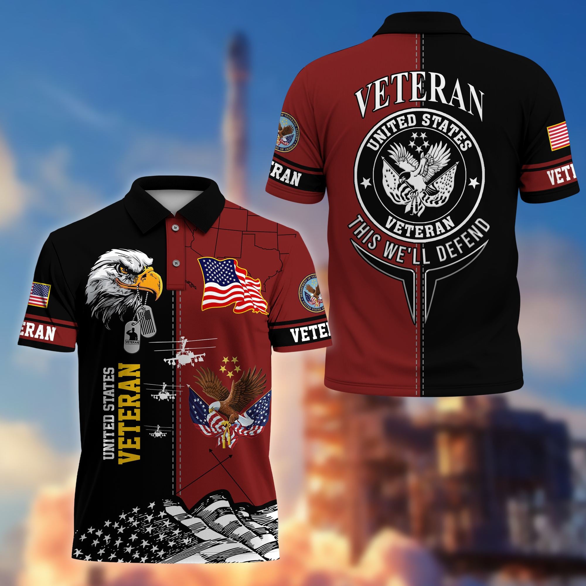 Premium US Veterans Polo Shirt, Gifts For US Veterans, Gifts On Father's Day, Armed Forces Day, Independence Day, Veterans Day.