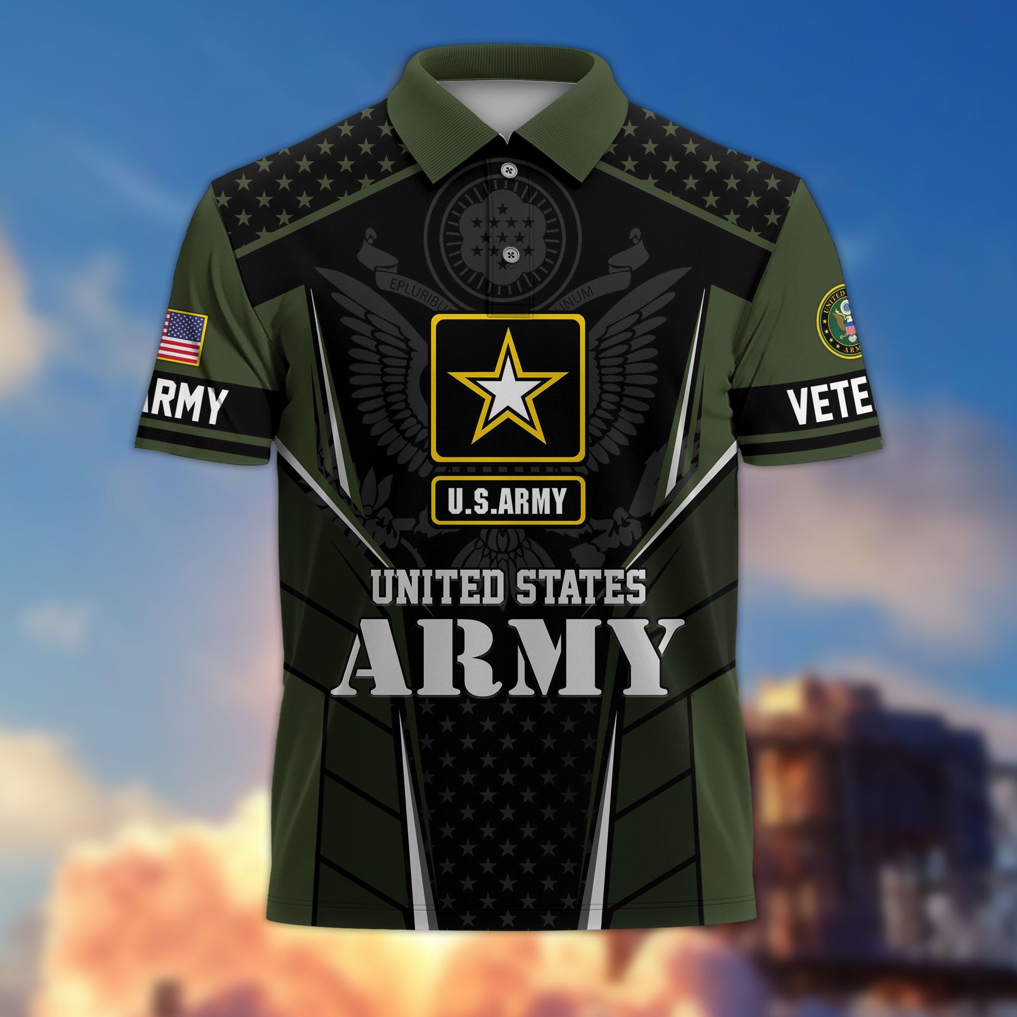 Premium US Veterans Polo Shirt, Gifts For US Veterans, Best Gifts On Father's Day, Armed Forces Day, Independence Day, Veterans Day.