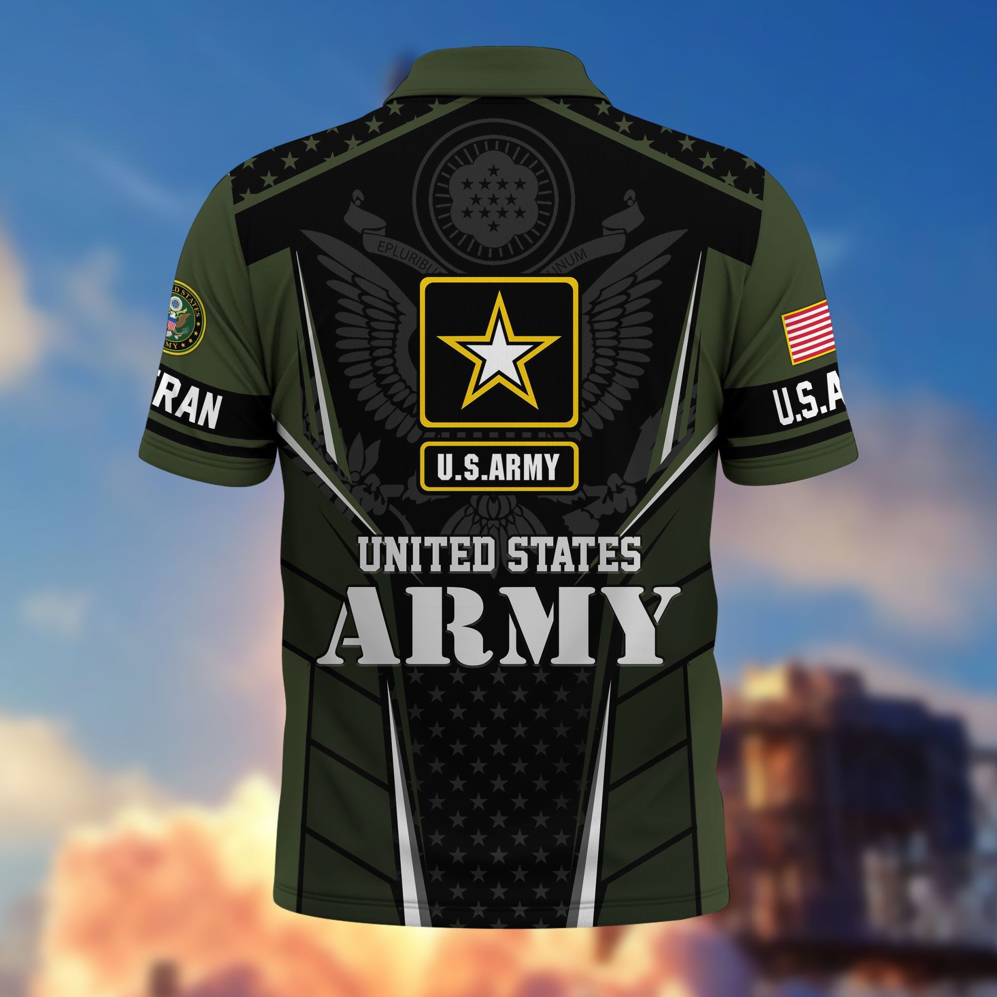 Premium US Veterans Polo Shirt, Gifts For US Veterans, Best Gifts On Father's Day, Armed Forces Day, Independence Day, Veterans Day.