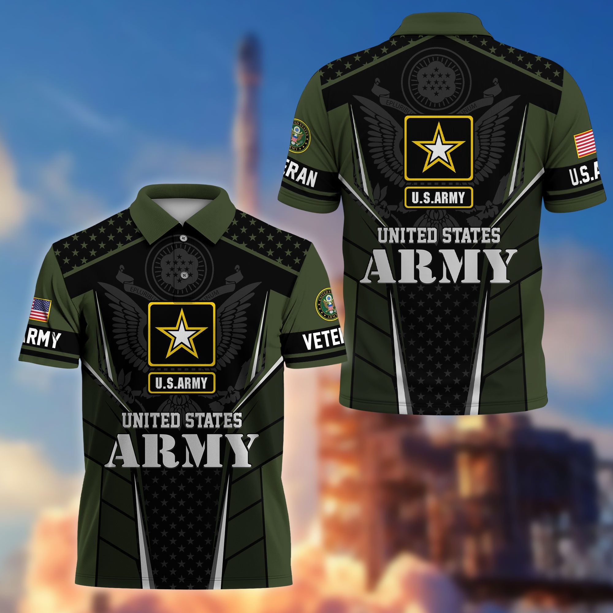 Premium US Veterans Polo Shirt, Gifts For US Veterans, Best Gifts On Father's Day, Armed Forces Day, Independence Day, Veterans Day.