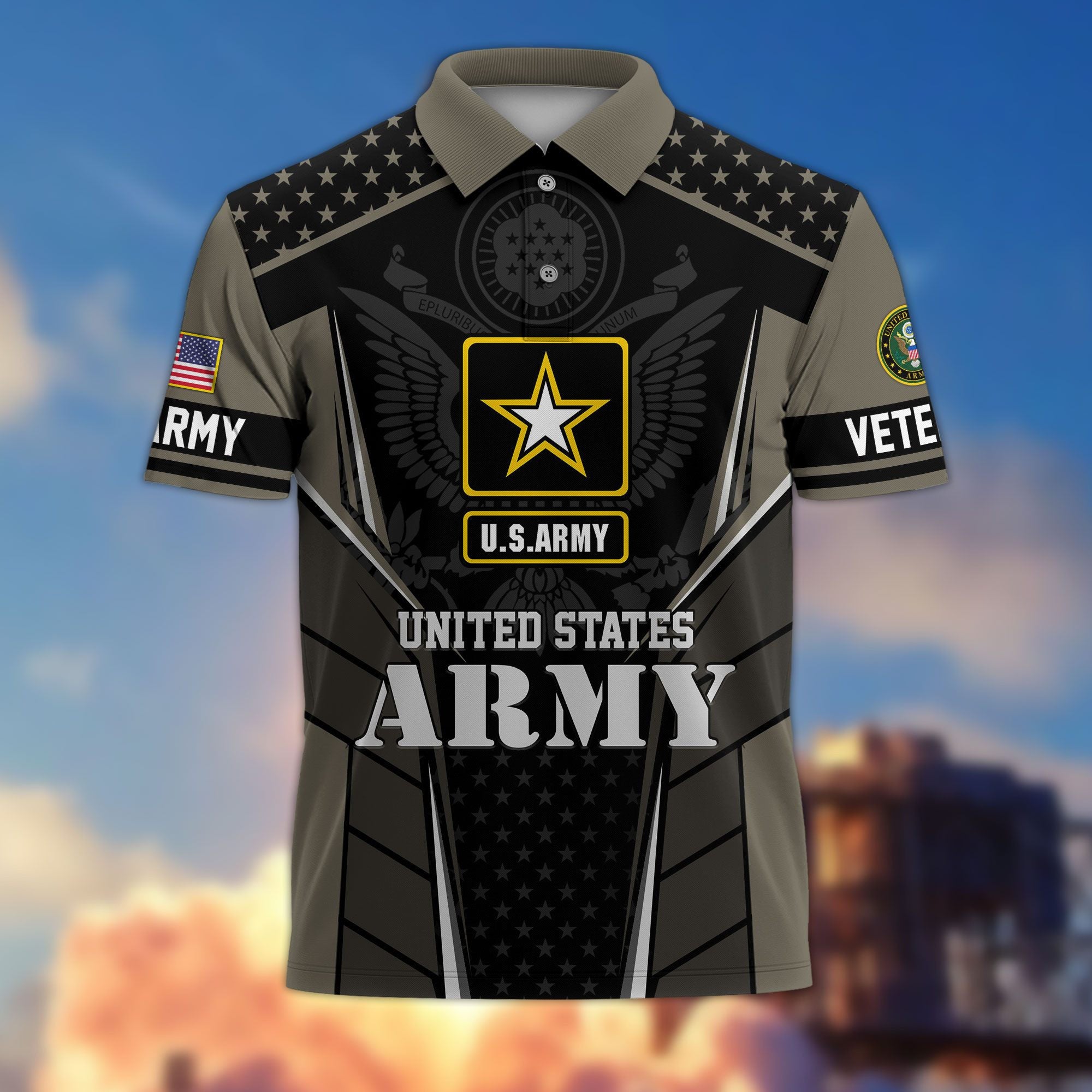 Premium US Veterans Polo Shirt, Gifts For US Veterans, Best Gifts On Father's Day, Armed Forces Day, Independence Day, Veterans Day.