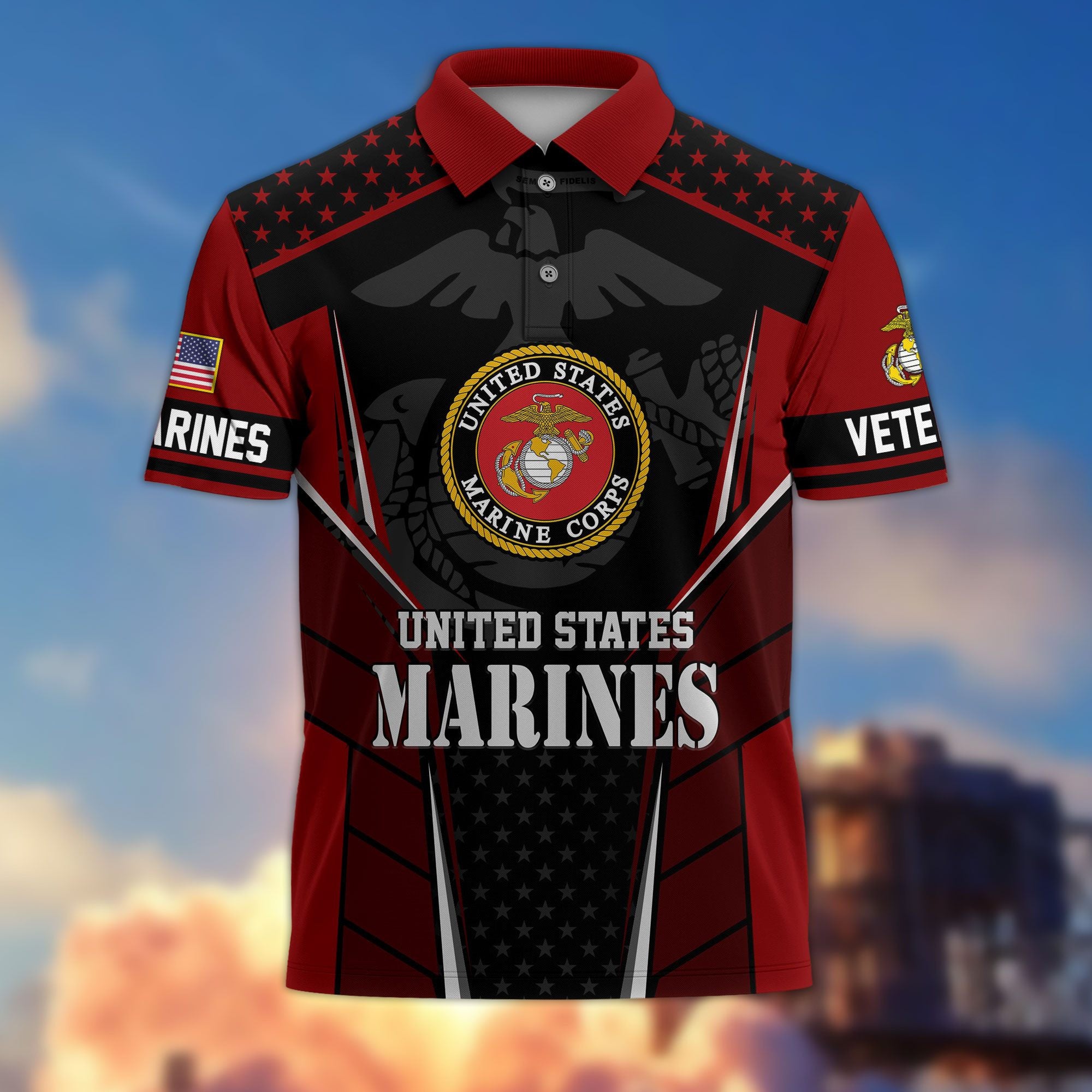 Premium US Veterans Polo Shirt, Gifts For US Veterans, Best Gifts On Father's Day, Armed Forces Day, Independence Day, Veterans Day.