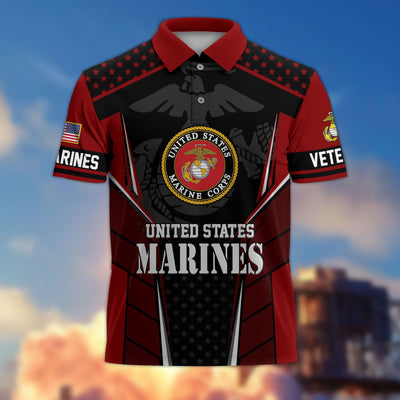 Premium US Veterans Polo Shirt, Gifts For US Veterans, Best Gifts On Father's Day, Armed Forces Day, Independence Day, Veterans Day.