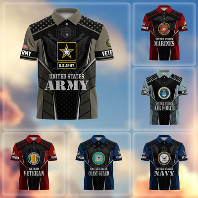 Premium US Veterans Polo Shirt, Gifts For US Veterans, Best Gifts On Father's Day, Armed Forces Day, Independence Day, Veterans Day.