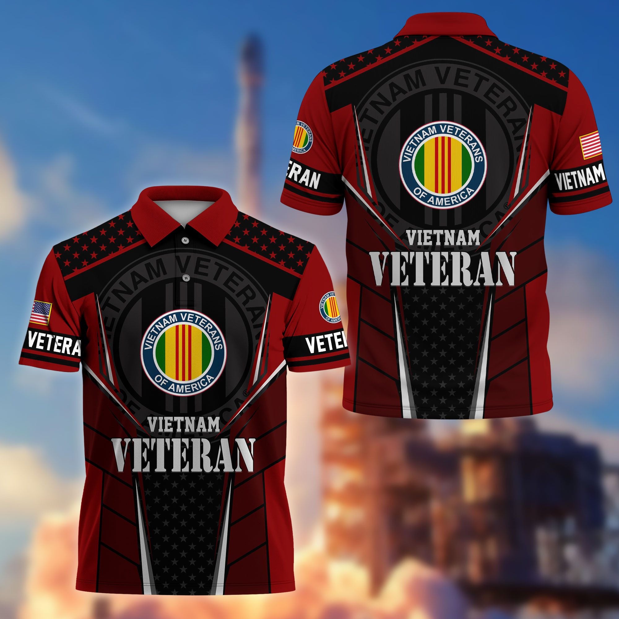 Premium US Veterans Polo Shirt, Gifts For US Veterans, Best Gifts On Father's Day, Armed Forces Day, Independence Day, Veterans Day.