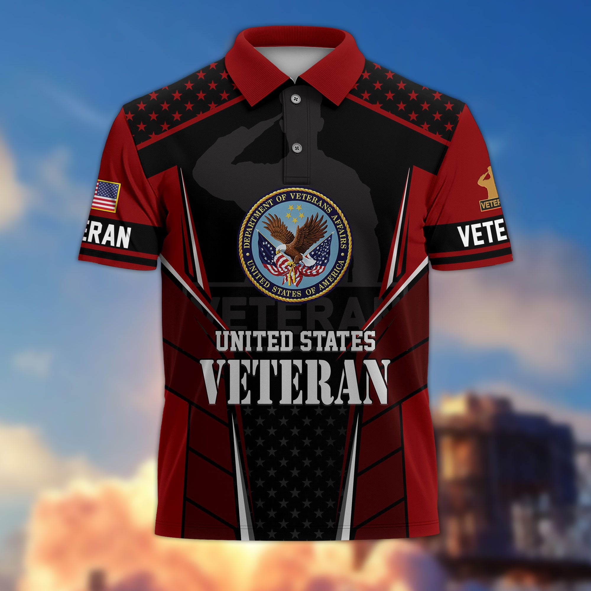 Premium US Veterans Polo Shirt, Gifts For US Veterans, Best Gifts On Father's Day, Armed Forces Day, Independence Day, Veterans Day.