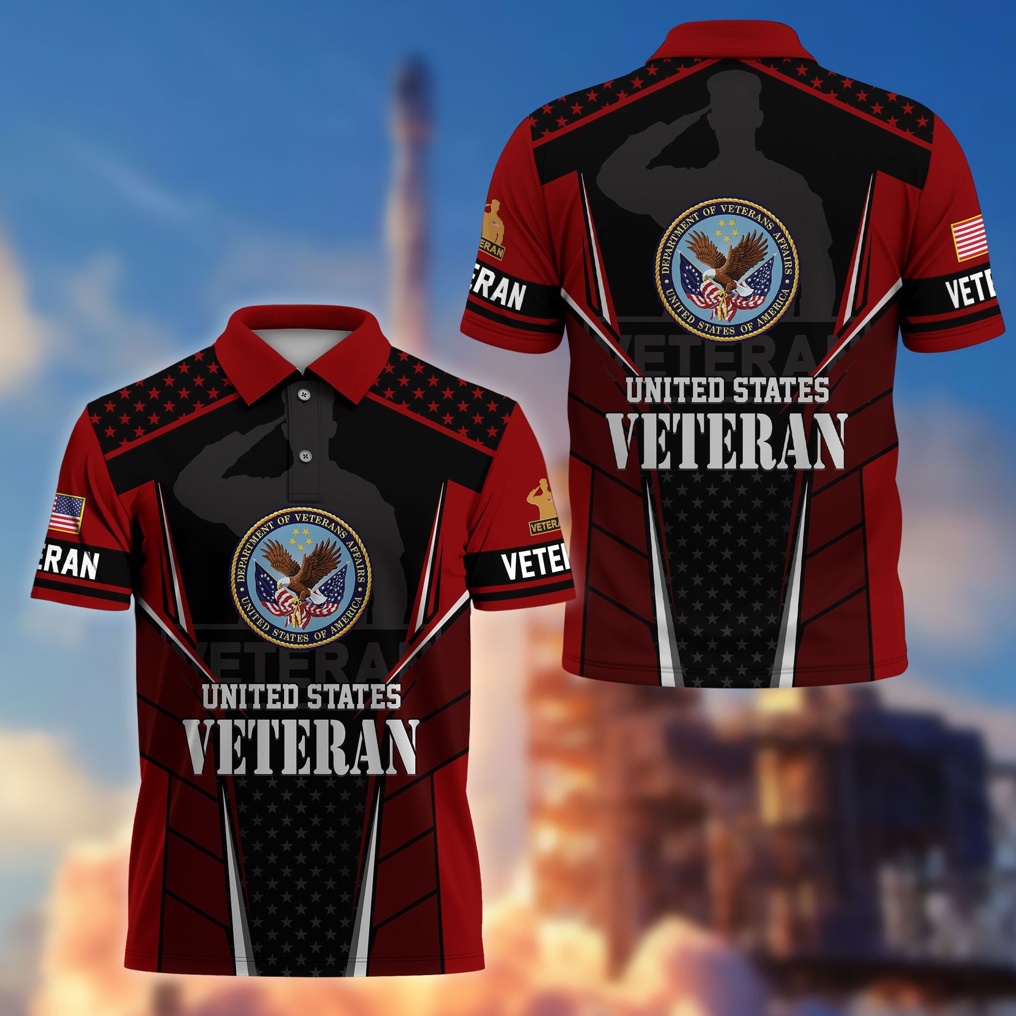 Premium US Veterans Polo Shirt, Gifts For US Veterans, Best Gifts On Father's Day, Armed Forces Day, Independence Day, Veterans Day.