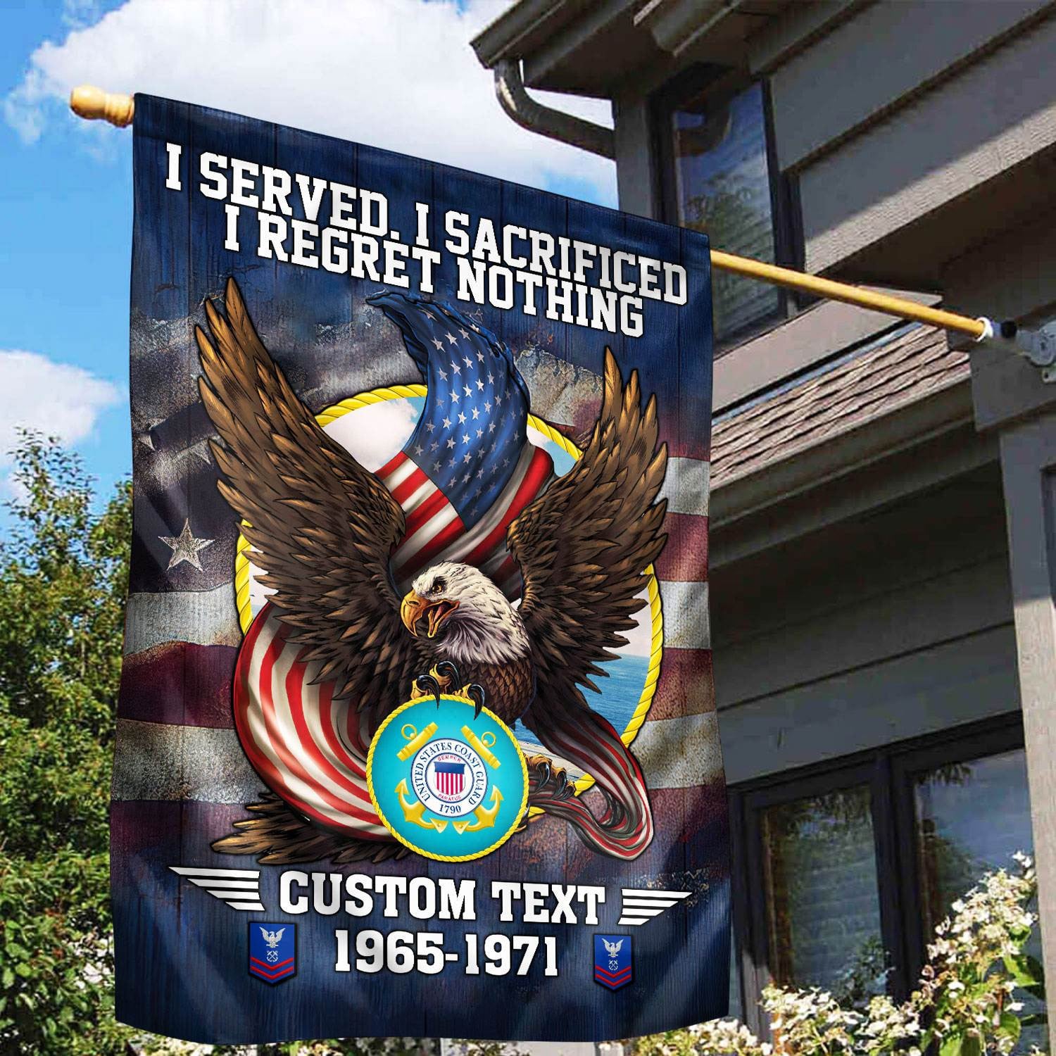 Premium Custom USCG Flag, Gift For Coast Guard Veteran, American Flag, Patriotic Flag, Garden Flag, House Flag