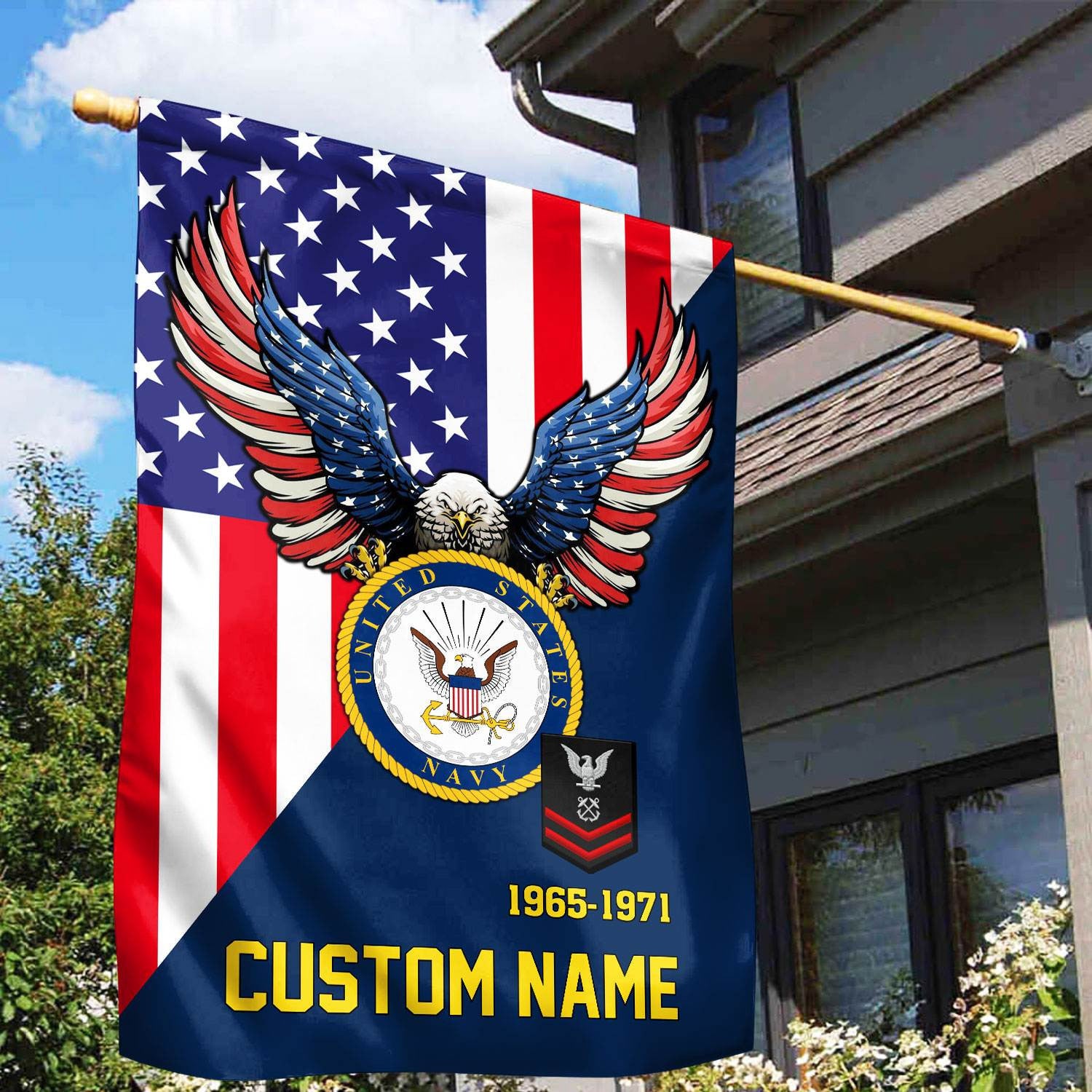 Premium Custom US Navy Veteran Flag, Gift For Navy Veteran, American Flag, Patriotic Flag, Garden Flag, House Flag, Gifts On Father's Day, Independence Day, Veterans Day.