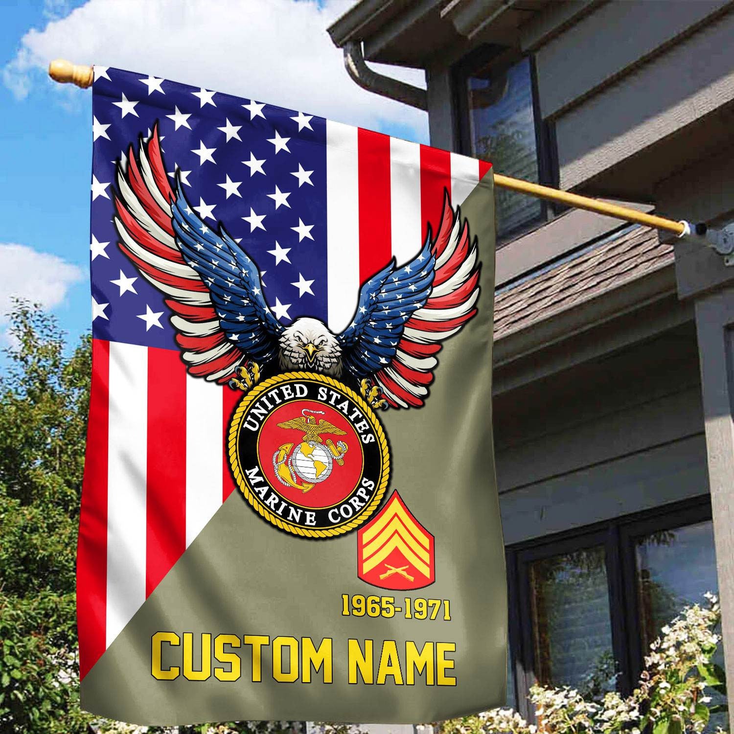 Premium Custom USMC Veteran Flag, Gift For Marine Veteran, American Flag, Patriotic Flag, Garden Flag, House Flag, Gifts On Father's Day, Independence Day, Veterans Day.