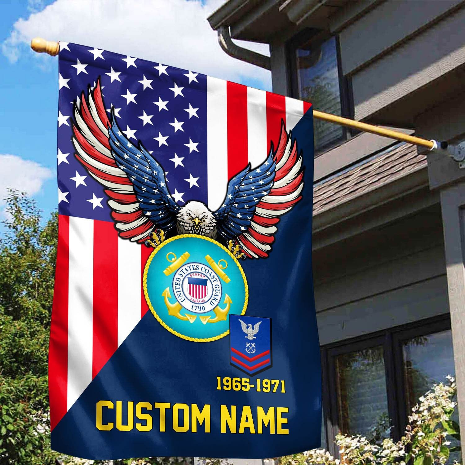 Premium Custom USCG Veteran Flag, Gift For Coast Guard Veteran, American Flag, Patriotic Flag, Garden Flag, House Flag, Gifts On Father's Day, Independence Day, Veterans Day.
