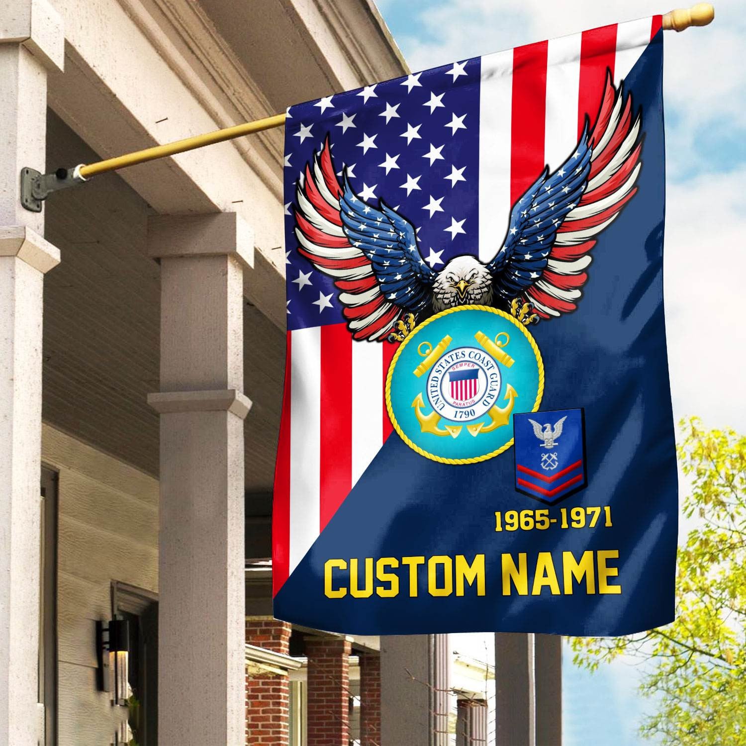 Premium Custom USCG Veteran Flag, Gift For Coast Guard Veteran, American Flag, Patriotic Flag, Garden Flag, House Flag, Gifts On Father's Day, Independence Day, Veterans Day.