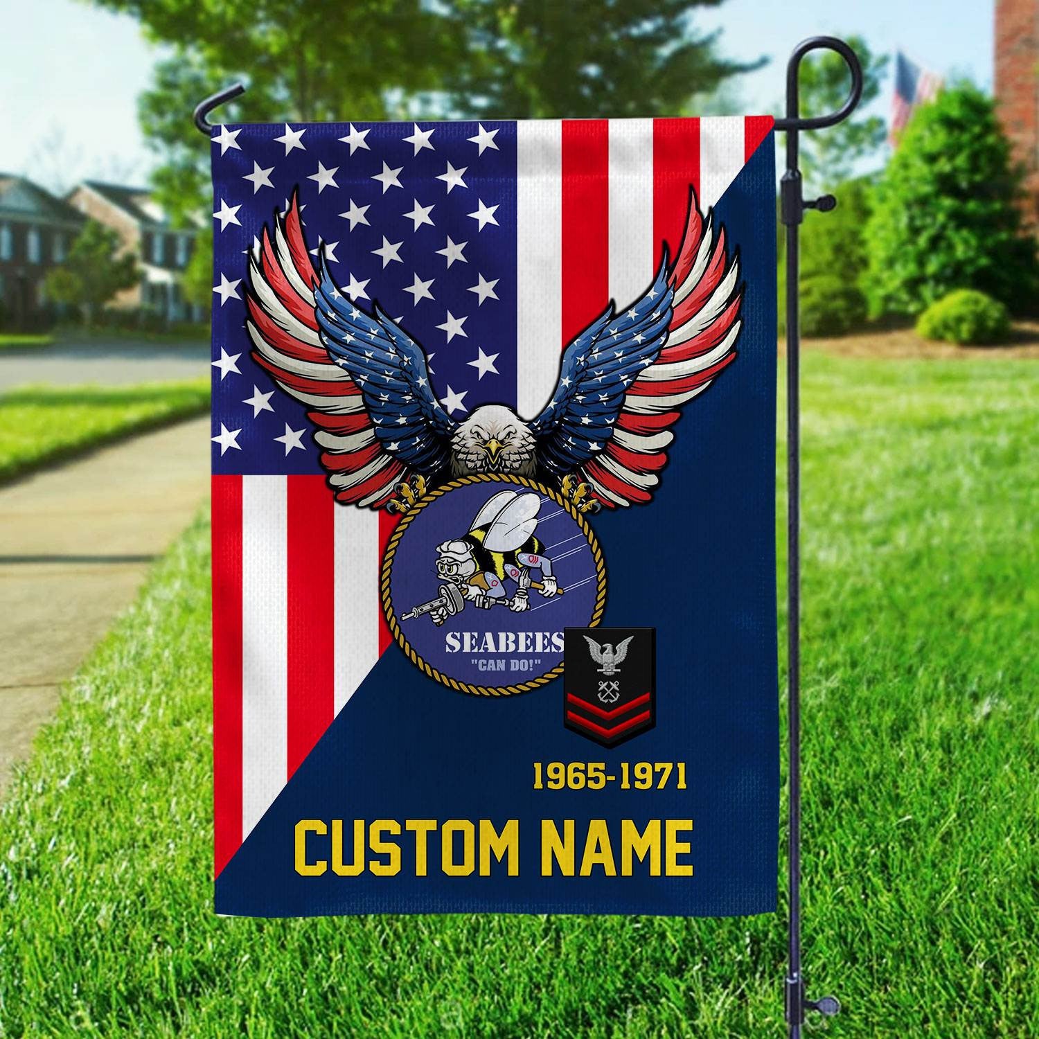 Premium Custom US Seabees Veteran Flag, Gift For Seabees Veteran, American Flag, Patriotic Flag, Garden Flag, House Flag, Gifts On Father's Day, Independence Day, Veterans Day.