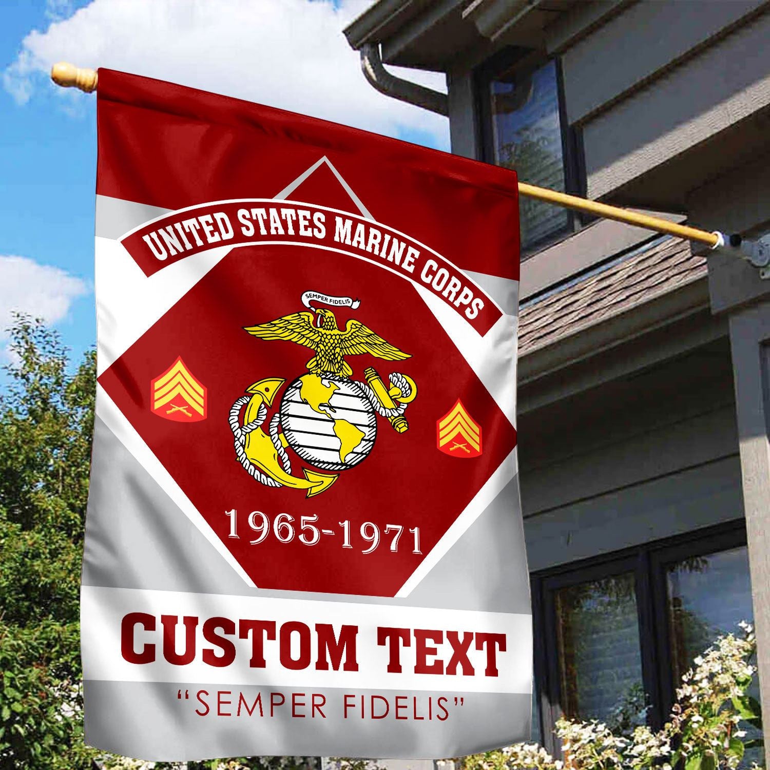 Premium Custom USMC Veteran Flag, Gift For Marine Veteran, American Flag, Patriotic Flag, Garden Flag, House Flag, Gifts On Father's Day, Independence Day, Veterans Day.