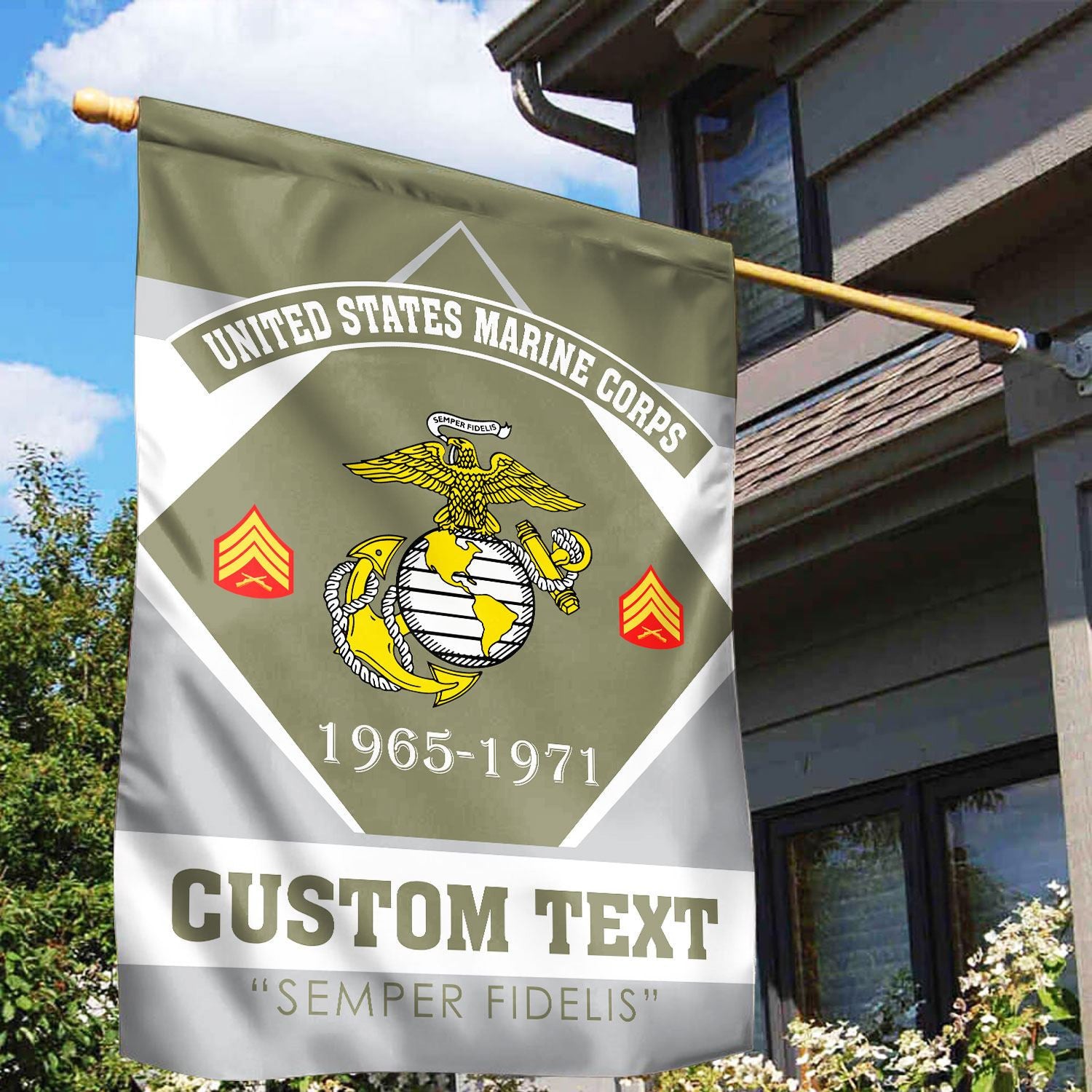 Premium Custom USMC Veteran Flag, Gift For Marine Veteran, American Flag, Patriotic Flag, Garden Flag, House Flag, Gifts On Father's Day, Independence Day, Veterans Day.