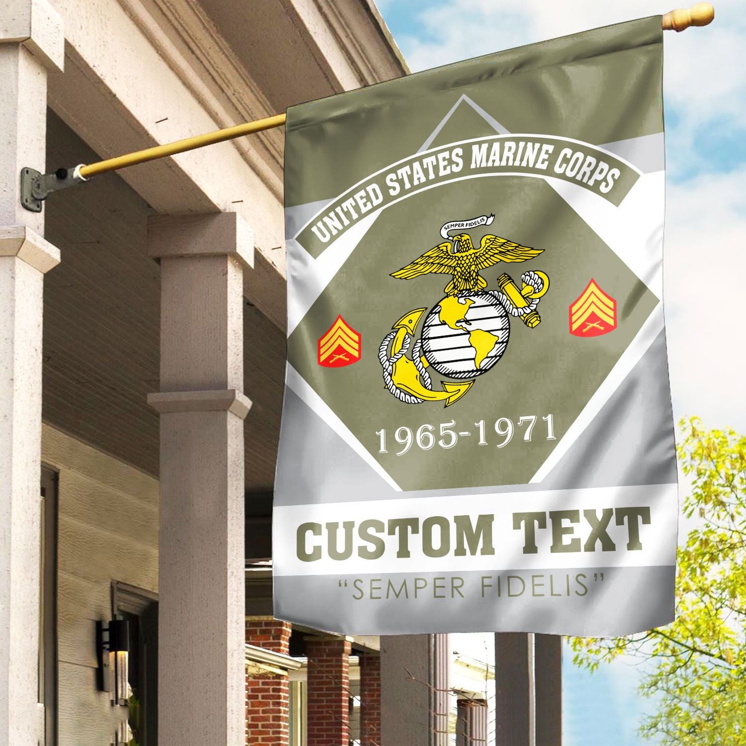 Premium Custom USMC Veteran Flag, Gift For Marine Veteran, American Flag, Patriotic Flag, Garden Flag, House Flag, Gifts On Father's Day, Independence Day, Veterans Day.