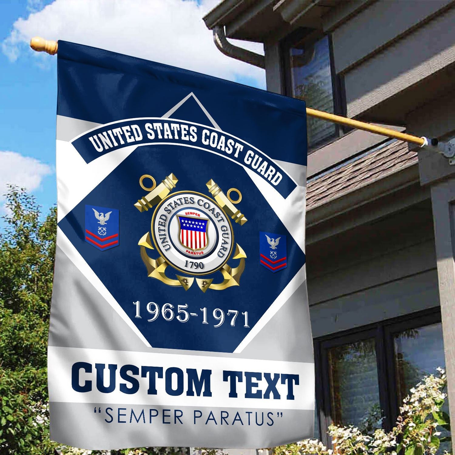 Premium Custom USCG Veteran Flag, Gift For Coast Guard Veteran, American Flag, Patriotic Flag, Garden Flag, House Flag, Gifts On Father's Day, Independence Day, Veterans Day.