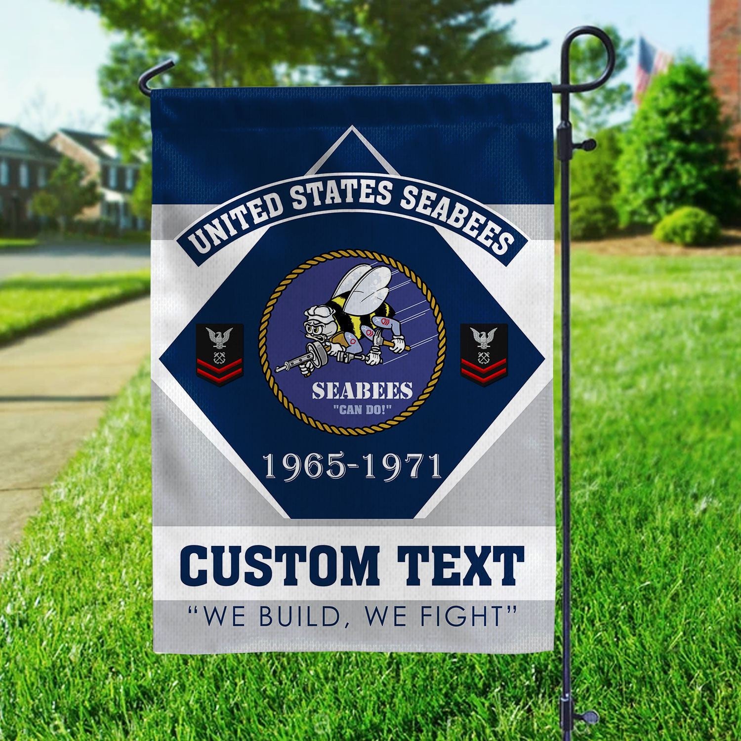 Premium Custom US Seabees Veteran Flag, Gift For Seabees Veteran, American Flag, Patriotic Flag, Garden Flag, House Flag, Gifts On Father's Day, Independence Day, Veterans Day.