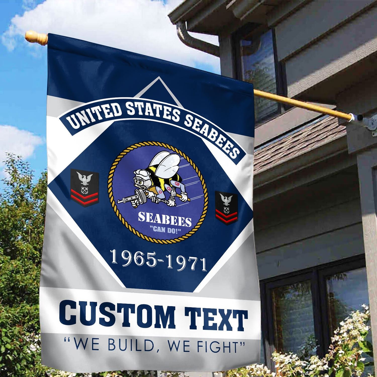 Premium Custom US Seabees Veteran Flag, Gift For Seabees Veteran, American Flag, Patriotic Flag, Garden Flag, House Flag, Gifts On Father's Day, Independence Day, Veterans Day.