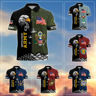 Premium US Veterans Polo Shirt, Gifts For US Veterans, Gifts On Father's Day, Armed Forces Day, Independence Day, Veterans Day.