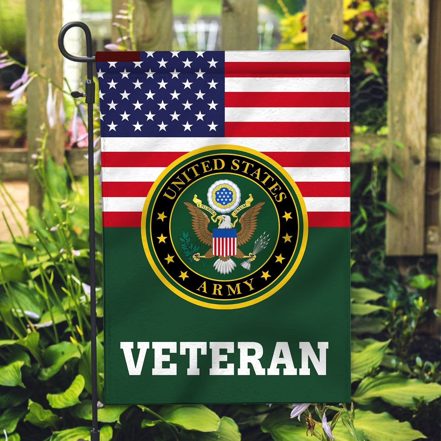 Premium US Army Veteran Flag, Custom Name, Rank, Year, Gift For Army Veteran, American Flag, Patriotic Flag, Garden Flag, House Flag, Gifts On Father's Day, Independence Day, Veterans Day.