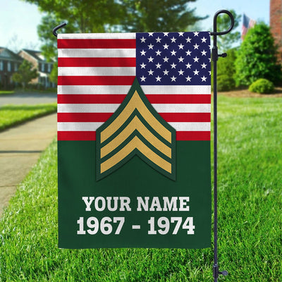 Premium US Army Veteran Flag, Custom Name, Rank, Year, Gift For Army Veteran, American Flag, Patriotic Flag, Garden Flag, House Flag, Gifts On Father's Day, Independence Day, Veterans Day.