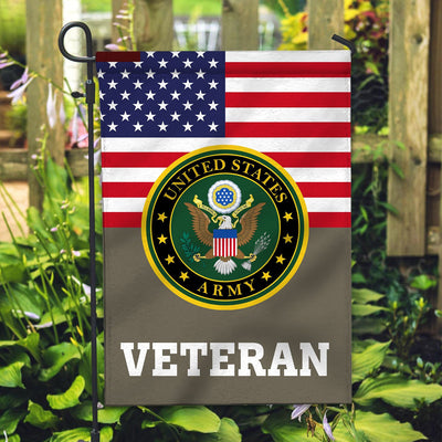 Premium US Army Veteran Flag, Custom Name, Rank, Year, Gift For Army Veteran, American Flag, Patriotic Flag, Garden Flag, House Flag, Gifts On Father's Day, Independence Day, Veterans Day.