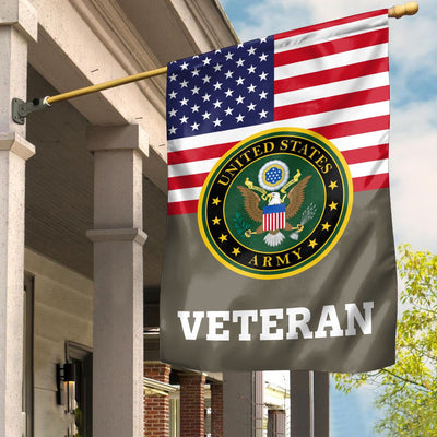 Premium US Army Veteran Flag, Custom Name, Rank, Year, Gift For Army Veteran, American Flag, Patriotic Flag, Garden Flag, House Flag, Gifts On Father's Day, Independence Day, Veterans Day.