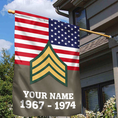 Premium US Army Veteran Flag, Custom Name, Rank, Year, Gift For Army Veteran, American Flag, Patriotic Flag, Garden Flag, House Flag, Gifts On Father's Day, Independence Day, Veterans Day.