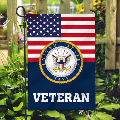 Premium US Navy Veteran Flag, Custom Name, Rank, Year, Gift For Navy Veteran, American Flag, Patriotic Flag, Garden Flag, House Flag, Gifts On Father's Day, Independence Day, Veterans Day.
