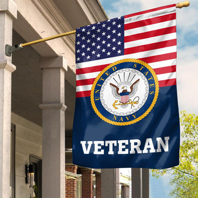 Premium US Navy Veteran Flag, Custom Name, Rank, Year, Gift For Navy Veteran, American Flag, Patriotic Flag, Garden Flag, House Flag, Gifts On Father's Day, Independence Day, Veterans Day.