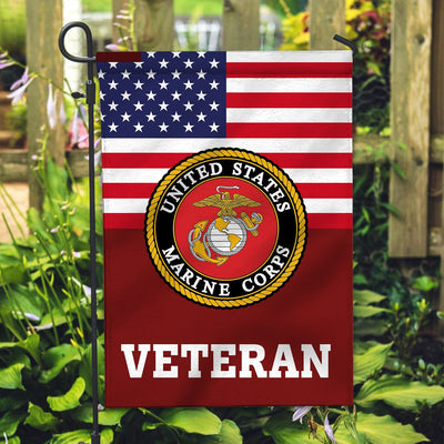 Premium USMC Veteran Flag, Custom Name, Rank, Year, Gift For Marine Veteran, American Flag, Patriotic Flag, Garden Flag, House Flag, Gifts On Father's Day, Independence Day, Veterans Day.