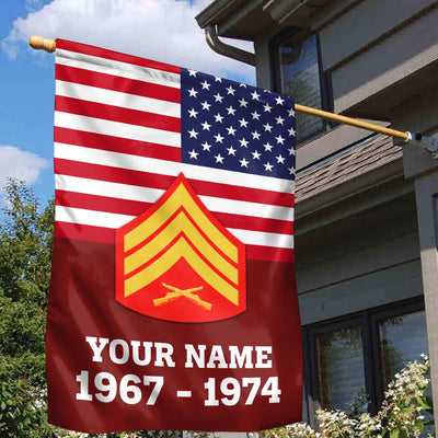 Premium USMC Veteran Flag, Custom Name, Rank, Year, Gift For Marine Veteran, American Flag, Patriotic Flag, Garden Flag, House Flag, Gifts On Father's Day, Independence Day, Veterans Day.