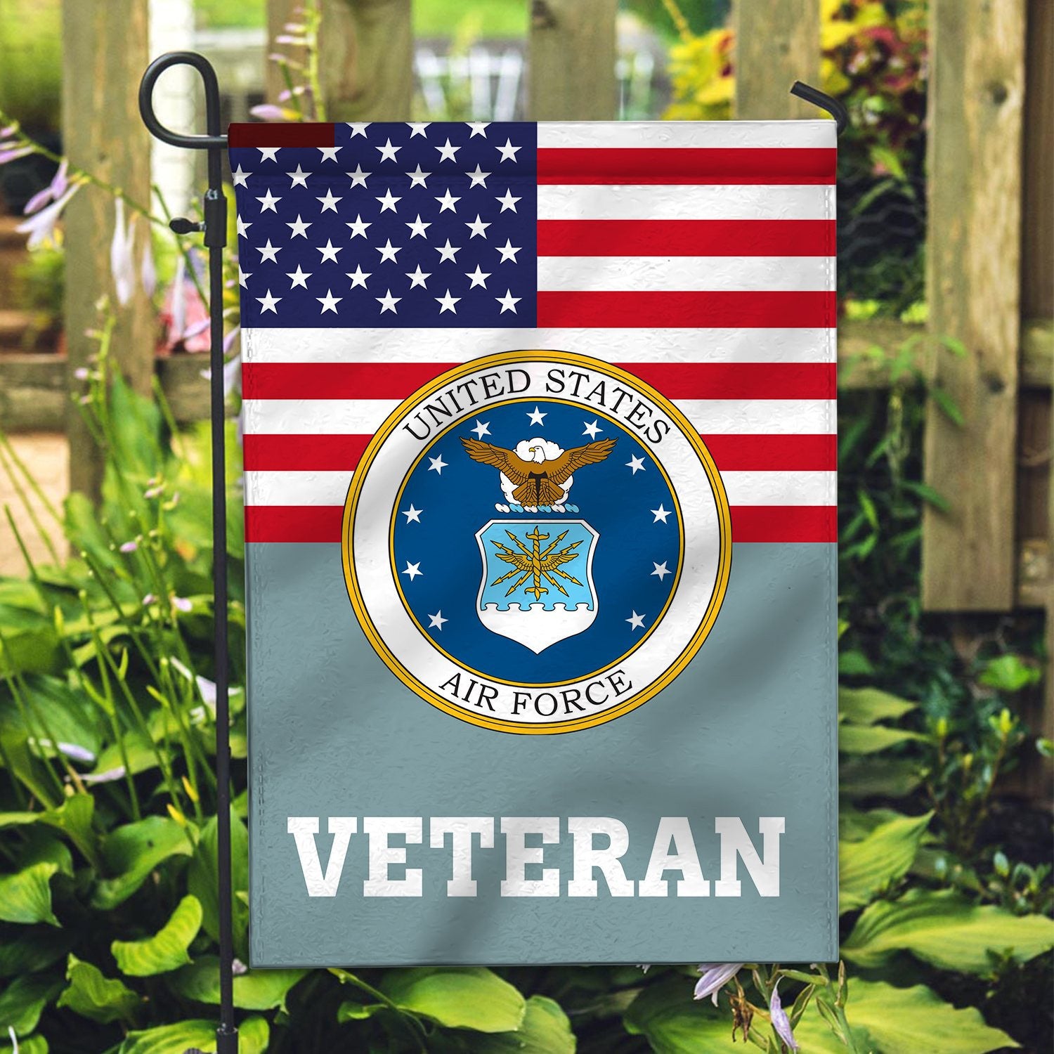 Premium USAF Veteran Flag, Custom Name, Rank, Year, Gift For Air Force Veteran, American Flag, Patriotic Flag, Garden Flag, House Flag, Gifts On Father's Day, Independence Day, Veterans Day.