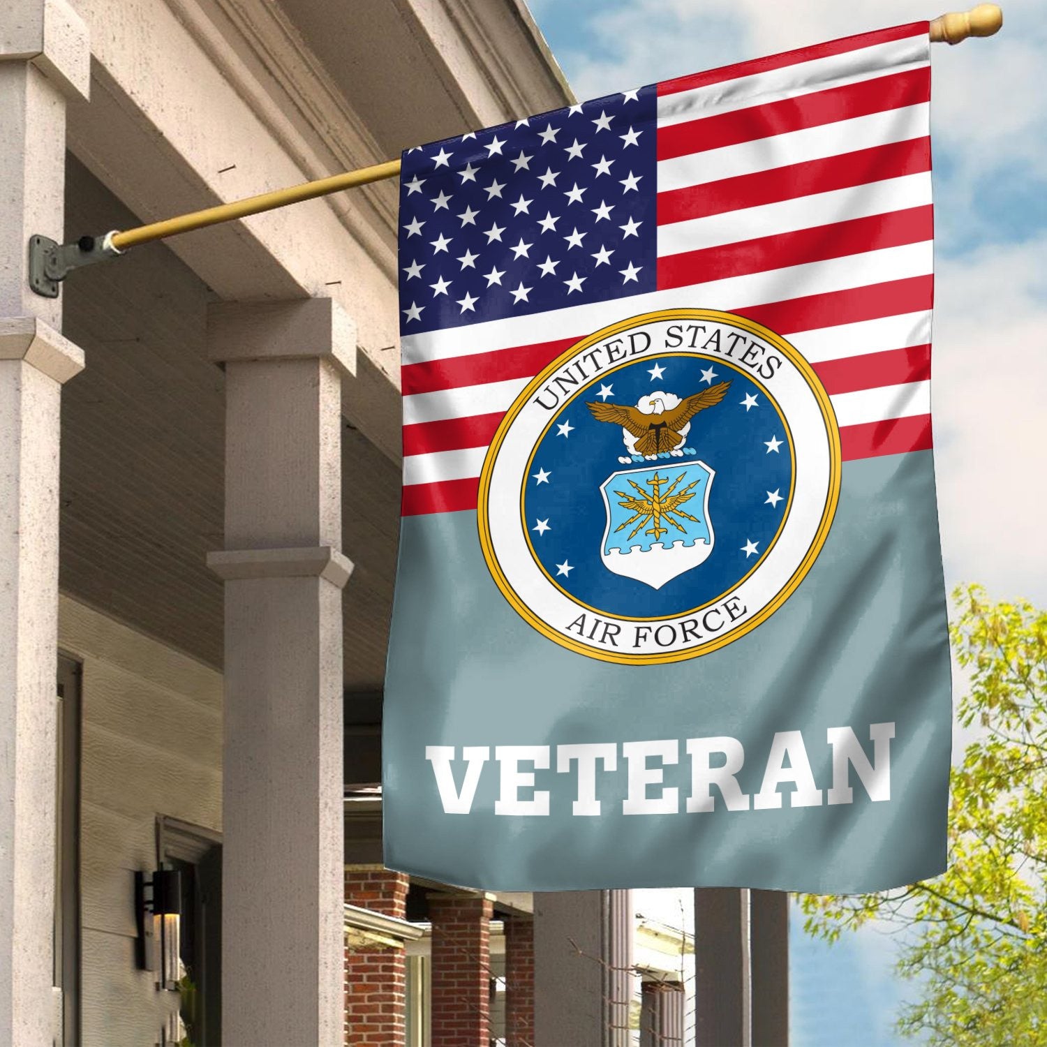 Premium USAF Veteran Flag, Custom Name, Rank, Year, Gift For Air Force Veteran, American Flag, Patriotic Flag, Garden Flag, House Flag, Gifts On Father's Day, Independence Day, Veterans Day.