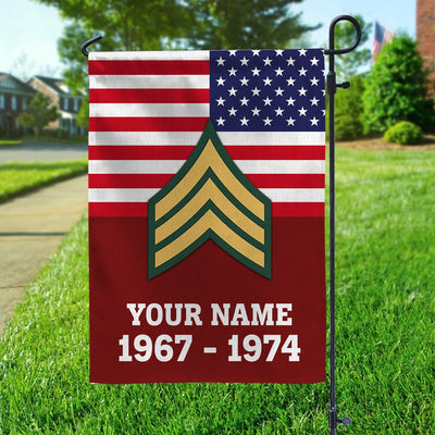 Premium US Veteran Flag, Custom Name, Rank, Year, Gift For US Veteran, American Flag, Patriotic Flag, Garden Flag, House Flag, Gifts On Father's Day, Independence Day, Veterans Day.
