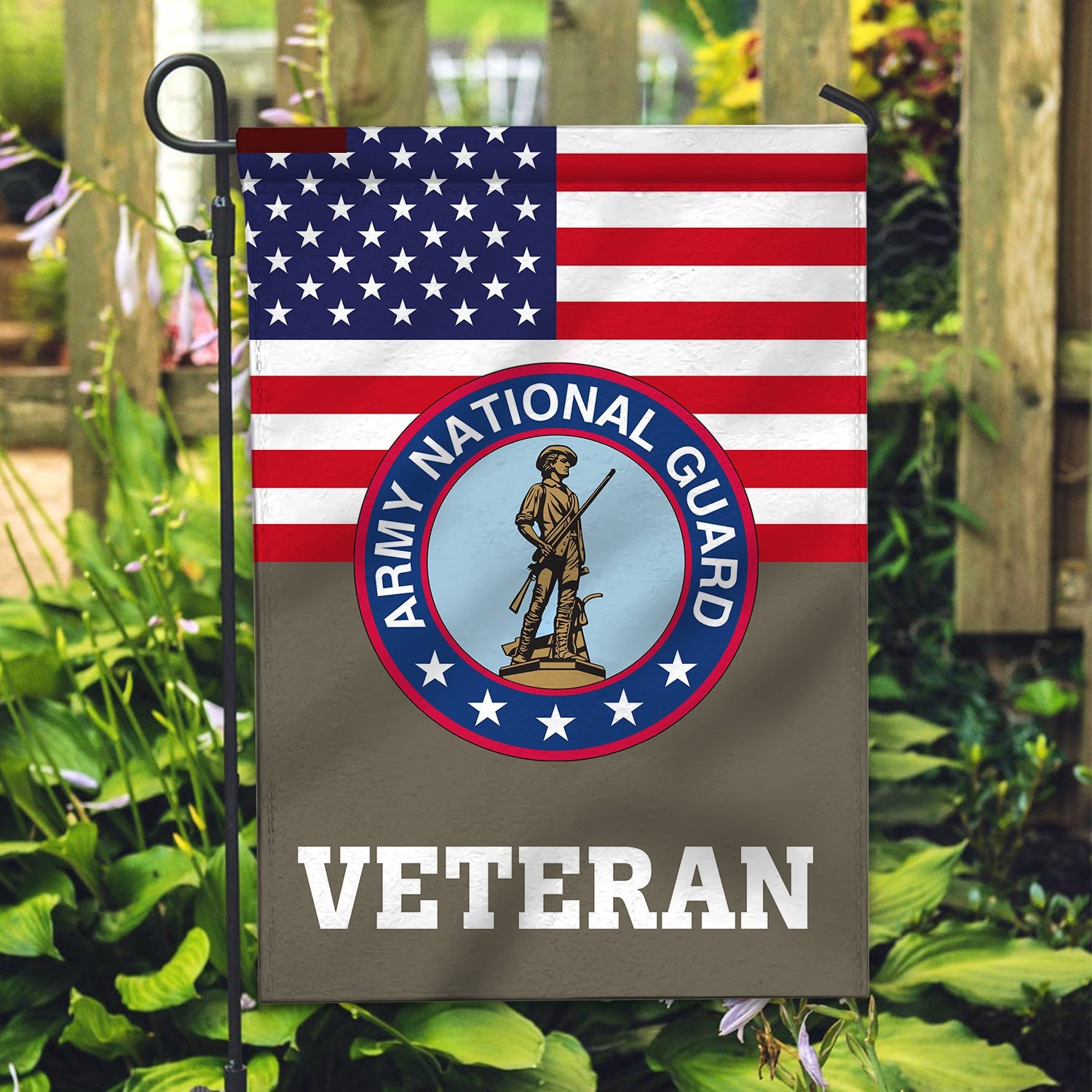 Premium Army National Guard Veteran Flag, Custom Name, Rank, Year, Gift For Army National Guard Veteran, American Flag, Patriotic Flag, Garden Flag, House Flag, Gifts On Father's Day, Independence Day, Veterans Day.