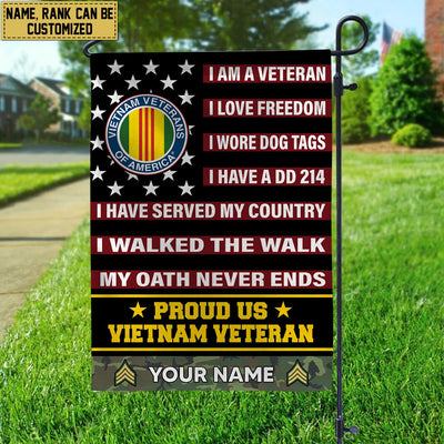 Vietnam Veteran Flag, Custom Name, Rank, Gift For Vietnam Veteran, American Flag, Patriotic Flag, Garden Flag, House Flag