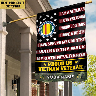 Vietnam Veteran Flag, Custom Name, Rank, Gift For Vietnam Veteran, American Flag, Patriotic Flag, Garden Flag, House Flag