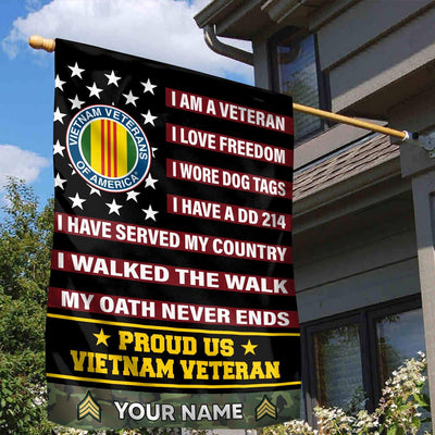 Vietnam Veteran Flag, Custom Name, Rank, Gift For Vietnam Veteran, American Flag, Patriotic Flag, Garden Flag, House Flag
