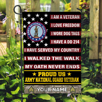 Army National Guard Veteran Flag, Custom Name, Rank, Gift For Army National Guard Veteran, American Flag, Patriotic Flag, Garden Flag, House Flag
