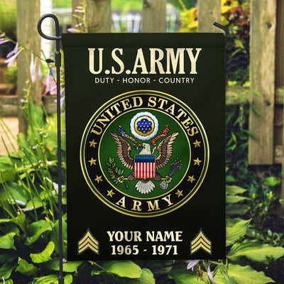 US Army Flag, Custom Name, Rank, Year, Gift For Army Veteran, American Flag, Patriotic Flag, Garden Flag, House Flag