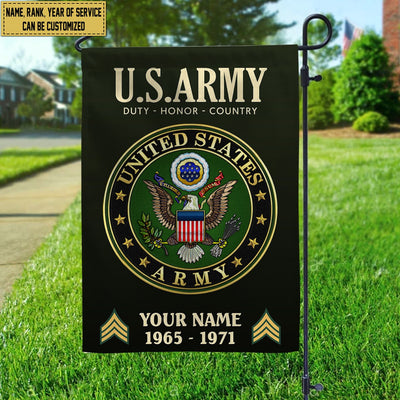 US Army Flag, Custom Name, Rank, Year, Gift For Army Veteran, American Flag, Patriotic Flag, Garden Flag, House Flag