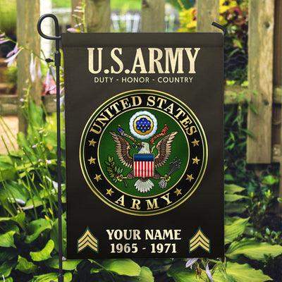 US Army Flag, Custom Name, Rank, Year, Gift For Army Veteran, American Flag, Patriotic Flag, Garden Flag, House Flag