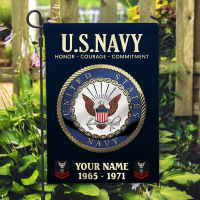 US Navy Flag, Custom Name, Rank, Year, Gift For Navy Veteran, American Flag, Patriotic Flag, Garden Flag, House Flag
