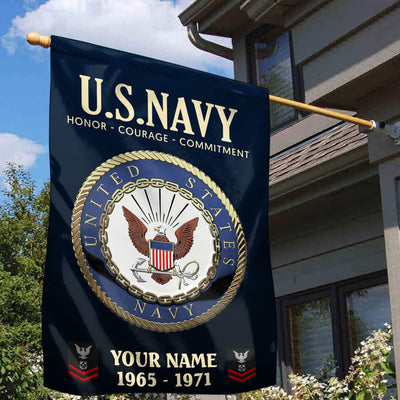 US Navy Flag, Custom Name, Rank, Year, Gift For Navy Veteran, American Flag, Patriotic Flag, Garden Flag, House Flag