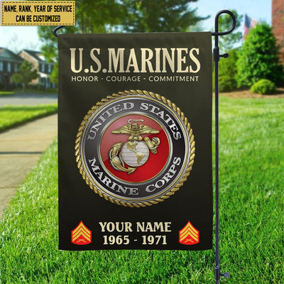 USMC Flag, Custom Name, Rank, Year, Gift For Marine Veteran, American Flag, Patriotic Flag, Garden Flag, House Flag