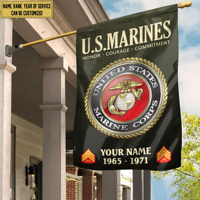 USMC Flag, Custom Name, Rank, Year, Gift For Marine Veteran, American Flag, Patriotic Flag, Garden Flag, House Flag
