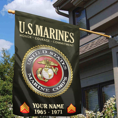 USMC Flag, Custom Name, Rank, Year, Gift For Marine Veteran, American Flag, Patriotic Flag, Garden Flag, House Flag